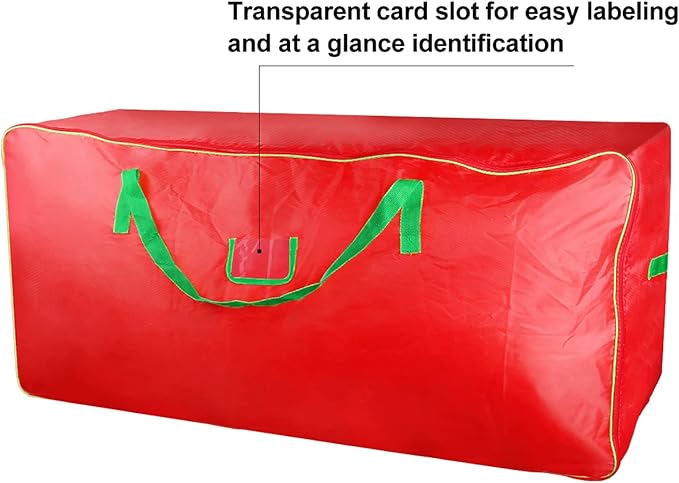 Christmas Tree Storage Bag - Fits Up to 9 Foot, Durable Large Container Protects from Dust, Reinforced Wide Handle and Dual Zipper - Heavy Duty to Hold 9ft Artificial Tree, Red
