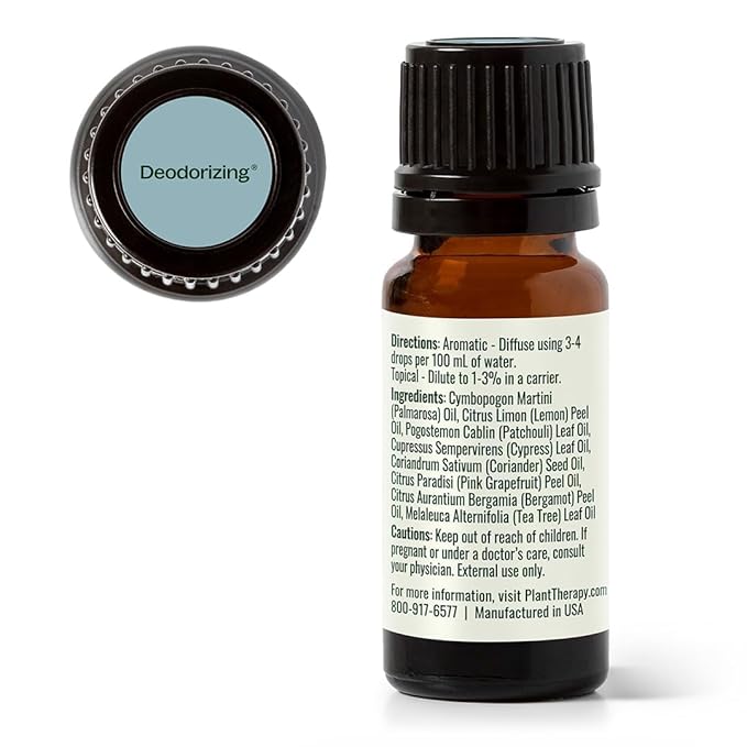 Plant Therapy Deodorizing Essential Oil Blend, 10 mL (1/3 oz), Pure Essential Oils, Undiluted, Therapeutic Grade, Ideal for Household Cleaning & Deodorizing