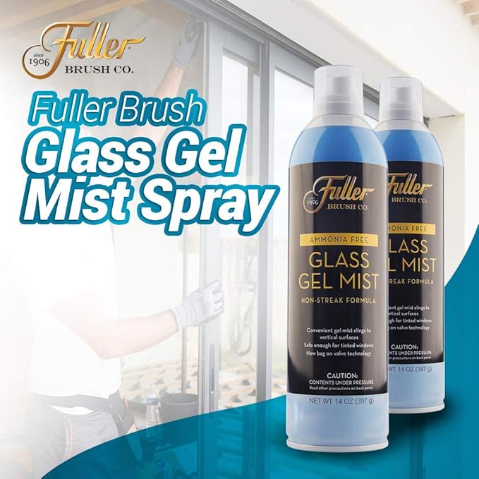 Fuller Brush Glass Gel Mist Spray – 14 oz Glass Cleaner for Windows, Mirrors and Plexiglass – Streak-Free Formula Safe for Tinted & Vertical Surfaces (Pack of 6)