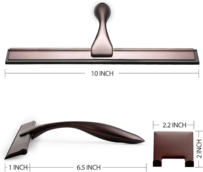 Hiware All-Purpose Shower Squeegee for Shower Doors, Bathroom, Window and Car Glass - Bronze, Stainless Steel, 10 Inches