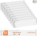 Lifewit 4" High 9 Pack Drawer Dividers, 35 –55cm/13.8-22.5" Drawer Divider for Clothes, Adjustable Dresser Drawer Organizers, Plastic Drawers Separators for Clothes, Bedroom, Bathroom, Kitchen, Office