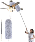 ZZ LAZYCOTTAGE Microfiber Duster with Extension Pole,Washable Bendable Head Ceiling Fan Duster,15-100 inch Wet or Dry Dust Collect Telescoping Dusters for Cleaning Ceiling Fan,High Ceiling,Furniture