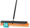 PBHEPJ 24 Inchs Push Broom Outdoor Heavy Duty, Shop Broom with 60" Long Handle for Cleaning Outdoor or Indoor Tile, Garage, Shop, Deck, Concrete, Wood, Stone, Patio Floor