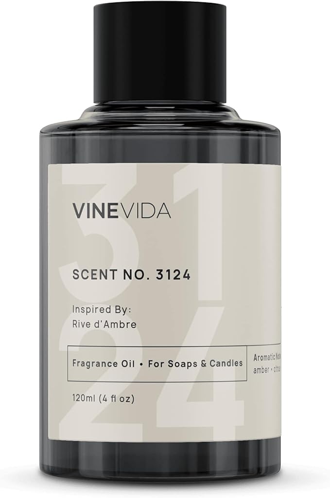 VINEVIDA Scent NO. 3124 Fragrance Oil - 120mL (4oz) - Inspired by: Rive d'Ambre Fragrance Oil for Candle Making - Made in USA Candle Scents Scents for Soap Making