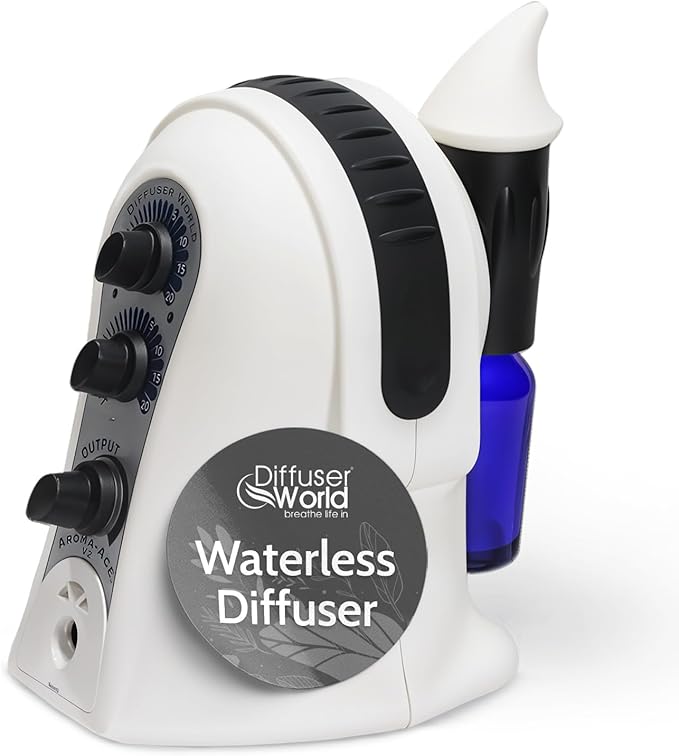 1000 Sq Ft Waterless Diffuser for Essential Oils, Made in USA Black Waterless Aroma Atomizer for Large Room Fragrance, Home Scent Machine, Air Aromatherapy Holiday