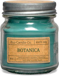 ECO CANDLE CO. Mason Jar Candle, Botanica, 8 oz. - Scents of Pine, Lavender, & Moss - 100% Soy Wax, No Lead, Kraft Label & Antiqued Pewter Lid, Hand Poured, Made from Midwest Grown Soybeans