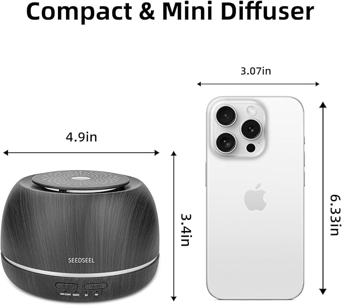 300ML Essential Oil Diffuser,Ultrasonic Aromatherapy Diffuser, 7-Color Gradient Lights, Remote Control, 8 Hours Run Time, Suitable for Home,Office
