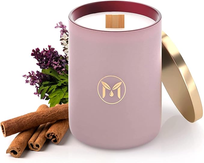 MyrrhUSA Sandalwood Patchouli Scented Candle – 15 oz Natural Soy Wax with Crackling Wooden Wick & Essential Oils, 80 Hour Burn, Luxury Aromatherapy Candle for Relaxation, Home Décor & Gift Purpose