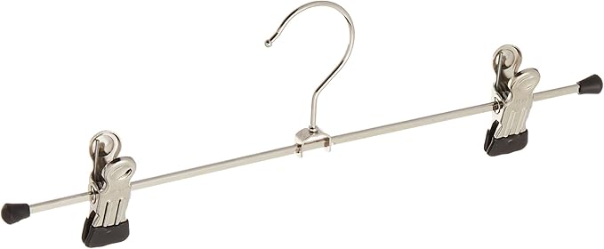 Mawa by Reston Lloyd Non-Slip Space-Saving Clothes Hanger For Pants & Skirts with Two Clips, Style K/40D, Set of 10, 15 3/4"L, Black
