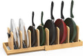 Bambition Bamboo Pot Lid Organizer, Pots and Pans Organizer Inside Cabinet, Pot Lids holder for Kitchen Countertop