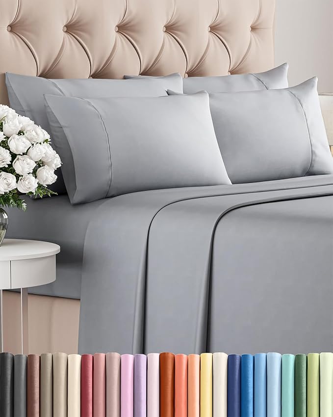 Queen 6 Piece Sheet Set - Comfy Breathable & Cooling - Ultra-Soft Hotel Luxury Bedding Set w/ 8-16 Inch Deep Pockets - 1 Flat & 1 Fitted Sheet & 4 Pillowcases - Wrinkle Free & Easy Care - Steel Blue