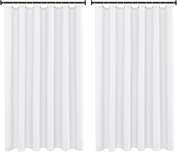 Biscaynebay Fabric Shower Curtain Liner 72x72 Inch-2 Packs White Water Resistant Bathroom Curtains-Hotel Soild Polyester Shower Liners Washable with Magnets