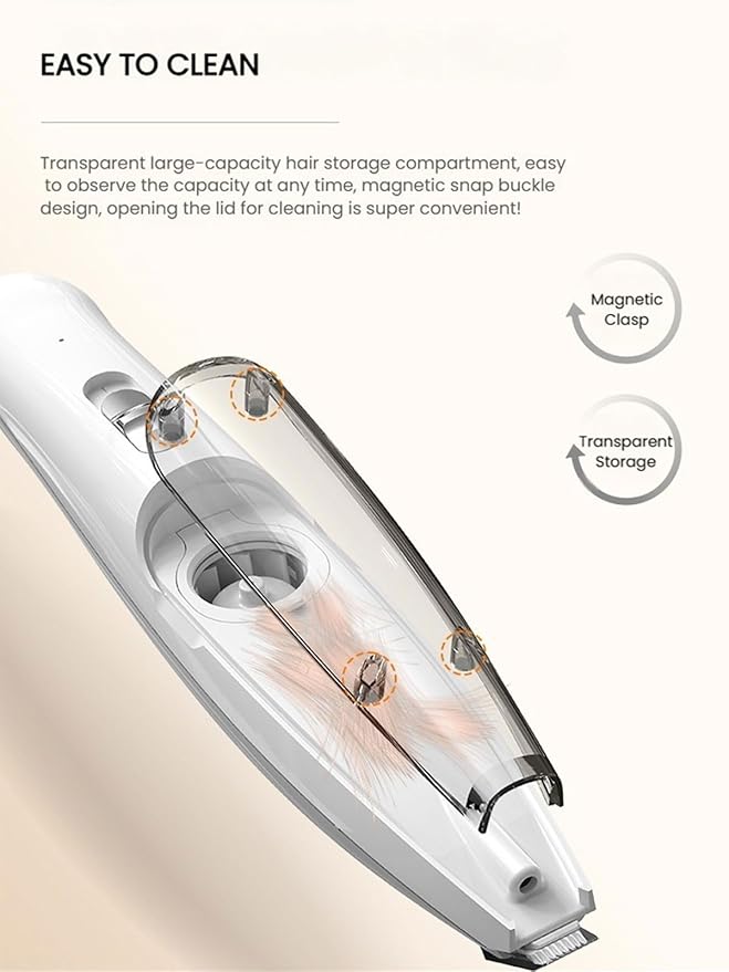 LYNNYUEN Dog Clippers for Grooming, Small Pet Trimmer for Paws & Face, Cordless Pet Paw Hair Trimmer with Vacuum Suction, Low Noise, Washable Blade, 2-Speed Rechargeable Dog Grooming Tool