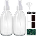 Tecohouse 2 Pack Glass Spray Bottles, 250ml Small Glass Bottles for Cleaning Solutions, Spray Bottles for Essential Oils, Plants, with Durable Nozzle, Labels, Funnel - Clear