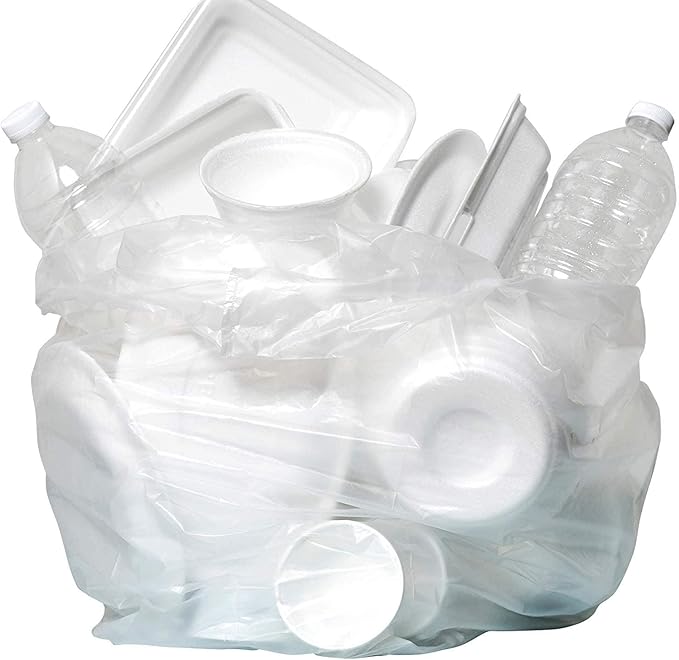 Aluf Plastics High Density Trash Bags, 16 Gallon, 4000 Count, 6 Micron (eq), 24" x 33", Clear, for Bathroom, Office, Industrial, Commercial, Janitorial, Municipal, Recycling