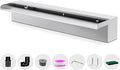 Waterfall Pool Fountain LONGRUNNEW 304 Stainless Steel 23.6" Rectangular Waterfall Spillway, Water Fall Fountain with Pipe Connector for Garden Outdoor, Swimming Pools, Fountains, Pond and Spa