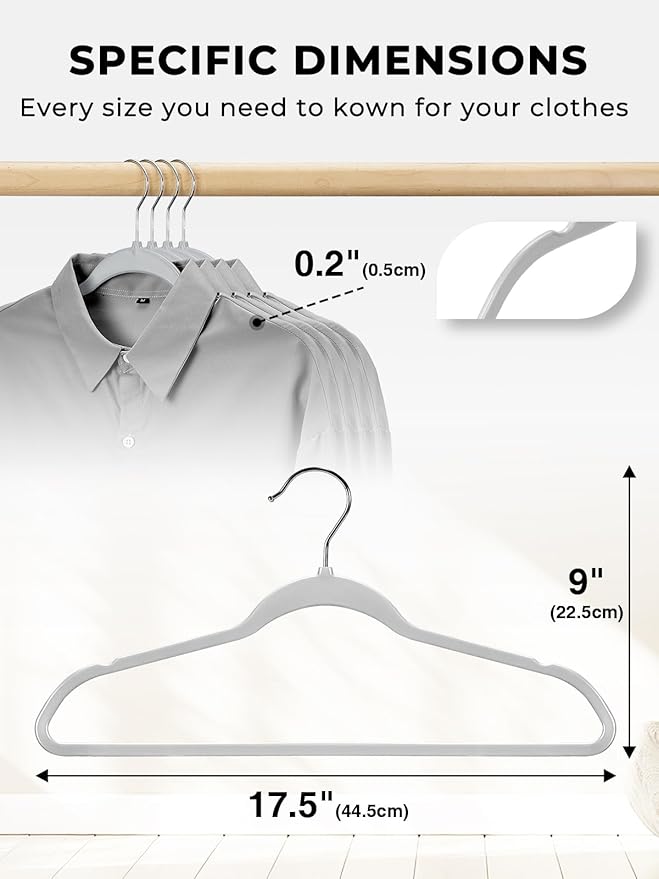 SMARTOR Plastic Hangers 50 Pack, Thin Hangers with 360° Swivel Hook, Non-Velvet Hanger Heavy Duty Clothes Holders for Closet - Durable Adult Hanger, Space Saving Hangars - Grey