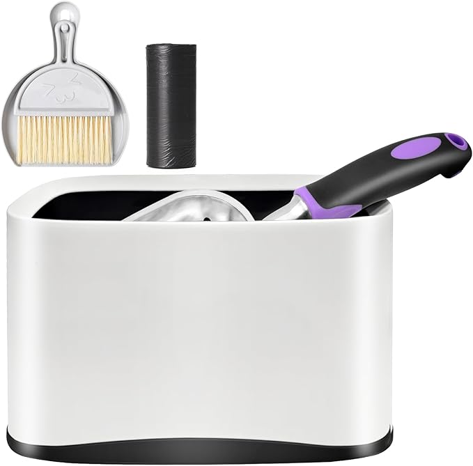Apidgrowth Cat Litter Scooper with Holder,Metal Cat Litter Scoop, Kitty Poop Scooper Stand for Litter Box, Cat Caddy for Litter Scoop, Fast Sifting Kitty Poop Scooper Caddy Poop Scooper Stand