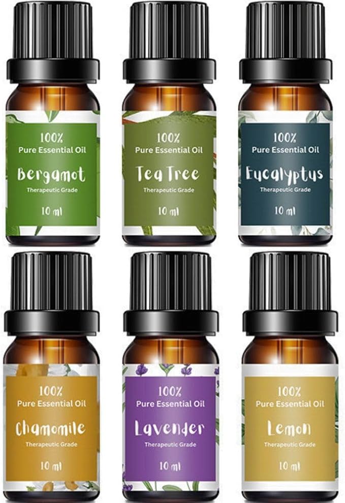 Essential Oils for Laundry – 6 Most Popular 100% Pure Therapeutic Grade Aromatherapy Oils, Lavender, Tea Tree, Eucalyptus, Bergamot, Lemon, Chamomile for Dryer Balls, Diffusers, Soaps, Candles