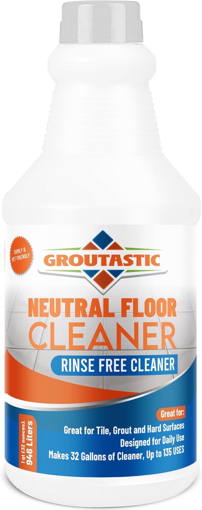 Groutastic PH-Neutral Floor Cleaner – Safe for Tile, Stone & Marble – Daily Mopping and Routine Floor Cleaning – Professional Grade Formula