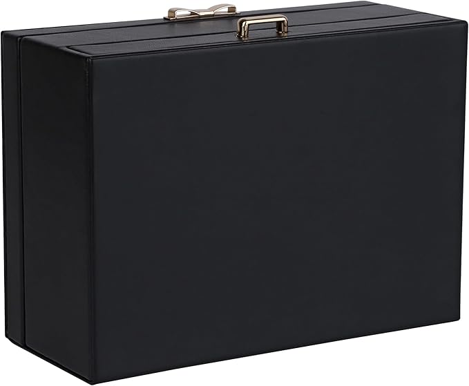 HofferRuffer Jewelry Box with Drawer for Women‌ Girls, Faux Leather Storage Jewelry Organizer Jewelry Case with Two Layers Display for Earrings Rings Necklaces (Black)