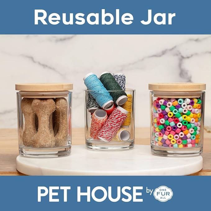 One Fur All Pet House Candle Plant-Based/Soy - Clean Burning Scented, Long Lasting Pet Odor Candle for Home - Pecan Pie