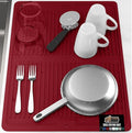 GORILLA GRIP 100% BPA-Free Patented Silicone Dish Drying Mat for Kitchen Counter, 18x24 Inch, Water Catching Ribbed Design, Easy Clean Waterproof Sink Liner, Heat Resistant, Fits Under Rack, Red