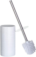 Creative Scents Estella White Toilet Brush Set - Decorative Bathroom Toilet Bowl Brush and Holder - Ventilated Toilet Cleaner Brush with Strong Bristles Rust Proof for Elegant Bathroom Accessories