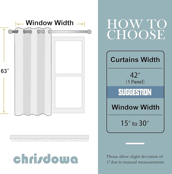 ChrisDowa Grommet Blackout Curtains for Bedroom - Thermal Insulated Room Darkening Curtains for Living Room (1 Panel Set, Teal, 42W x 63L)