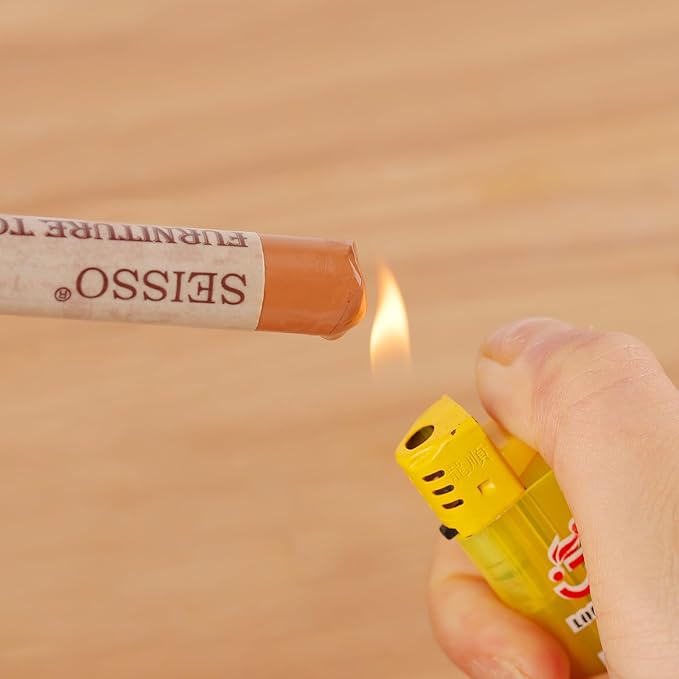 SEISSO Furniture Repair Crayon, 6 Pcs - Wood Filler Sticks, Scratch Repair Wax, Furniture Marking Repair - Scratch, Hole, Table, Wood Floor, Guitar, Covering, Instrument Fill Sticks -Red Cherry