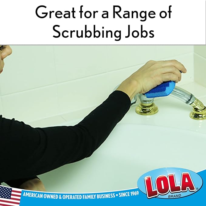 LOLA All Purpose Scrub Sponge, 12 Pack, Made in USA Scrub Sponge- Superior Technology, Non-Scratch, Long Lasting - Dishes, Mugs, Non-Stick Cookware