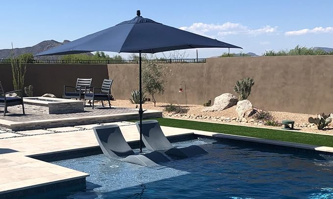 Aqua Outdoors - in-Pool Chaise Lounger - Pool & Sun Shelf Lounge Chair - Designed for Water Depths Up to 9” - Compatible with All Types - Poolside & Sun Deck Tanning - Set of 2 - Gray Granite
