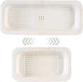 YUNKWONG Extendable Sink Colander Strainer Basket - Wash Vegetables and Fruits, Drain Cooked Pasta and Dry Dishes - Adjustable Over the Sink Colander Collapsible Drainer Basket - White