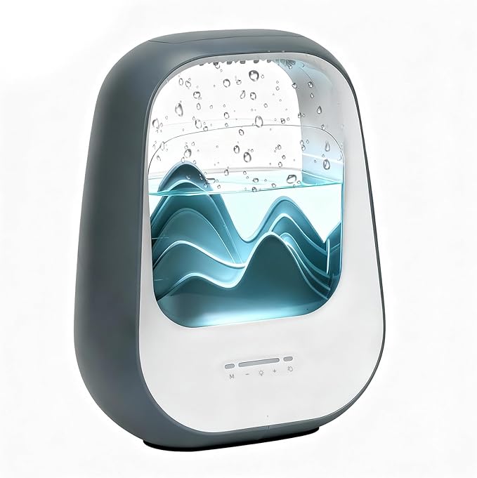 Rain Drop White Noise Machine with Realistic Rain Sounds – Sleep Therapy Humidifier, Bluetooth Speaker, Ambient Light & Aroma Diffuser for Bedroom Relaxation, Meditation & Stress Relief