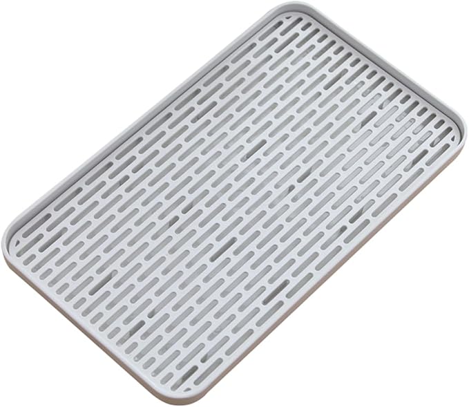 Reginsnow Plastics Drain Tray, Cup & Dish Drying Rack, Drain Board 2 Tier Non Slip Serving Tray with Drainboard Perfect for Sink, Coffee Table, Outdoor (15.4 x 10 x 0.98 in)