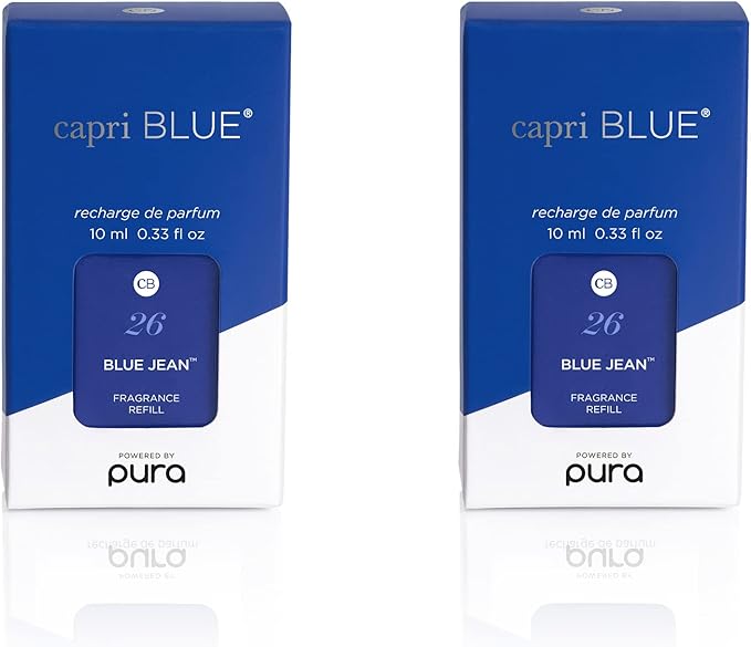 Capri Blue Pura Smart Home Plug-in Diffuser Refills – Includes 2 Capri Blue Pura Refills for Plug In Diffusers for Home - Long Lasting Luxury Scents - Blue Jean (Pack of 2)