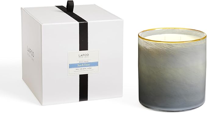 LAFCO New York Luxe 4-Wick Candle, Sea & Dune - 86 oz - 200-Hour Burn Time - Reusable, Hand Blown Glass Vessel - Made in The USA
