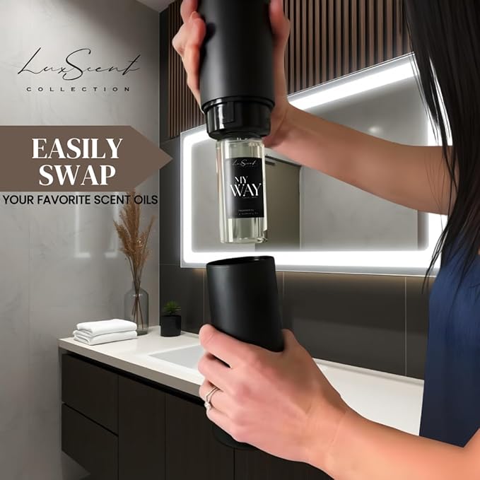 Aroma Scent Diffuser Starter Kit for Up to 1000SQ. FT. Coverage - 120ML Waterless Essential Aroma Scent Oil Included - Luxury Aroma Diffuser Ideal for Home, Office & Hotel (Silver, Mirage)