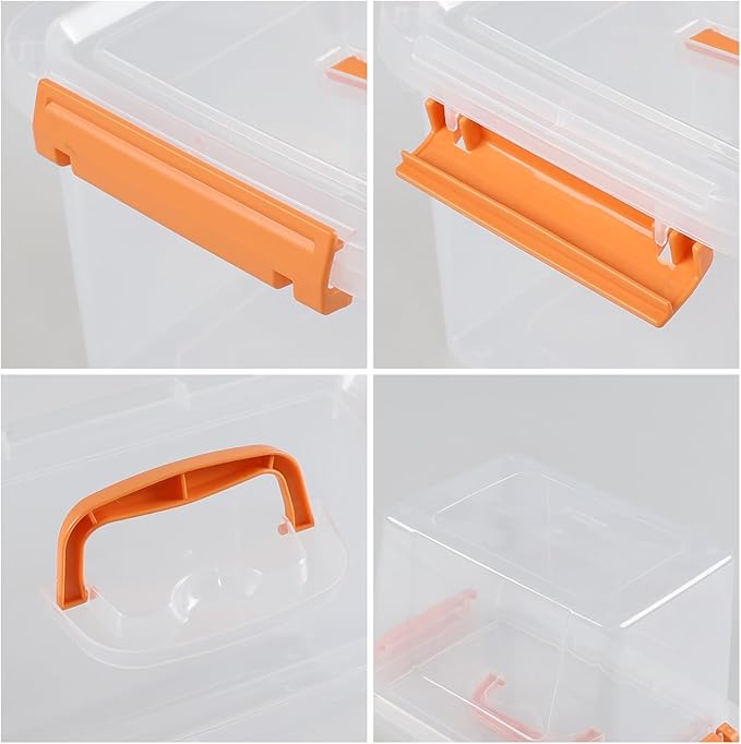 Farmoon 6 Quart Storage Bins with Lids, 6 Pack Storage Boxes Plastic, Clear