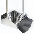 Indoor Broom and Dustpan Comb Set,Heavy Duty Stainless Steel Metal Dust Pan with Long Handle Sweeping Soft Bristles Broom for Floor Home Lobby Office