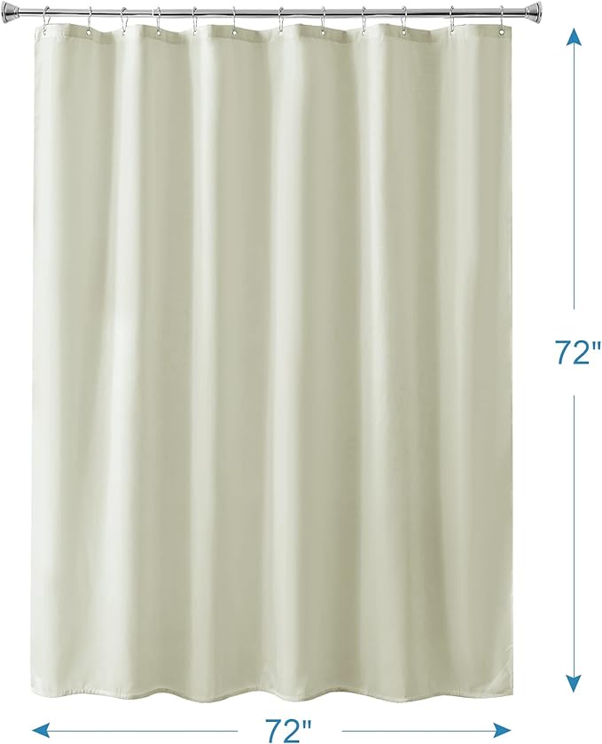 Amazer Ivory Shower Curtain Liner, Ivory Fabric Shower Liner, 2-in-1 Bathroom Shower Curtain and Liner, 12 Grommet Holes, Water Proof, Machine Washable, Hotel Quality, 72 x 72 Inches