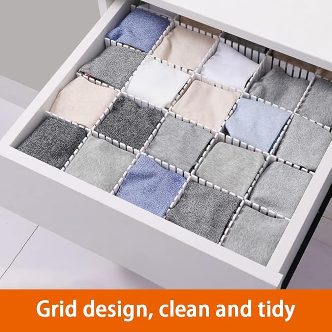 40Pcs Drawer Dividers, 14.96" x 2.76", Thin, DIY Plastic Drawer Separators, Large Adjustable Dresser Drawer Organizer for Clothes, Bedroom, Bathroom, Kitchen Cutlery, Desk, Office Storage