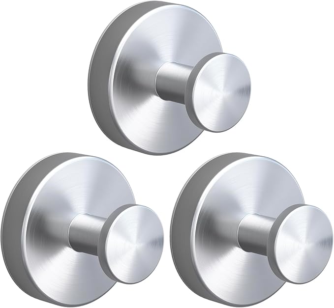 2026 Suction Cup Hooks for Shower, Towel, Home Storage, Window, Bathroom, Wreath, Kitchen, Class Door, Mirror, No-Drill Removable Heavy Duty up to 15 lbs Hook Holder (3 Pack, Silver)