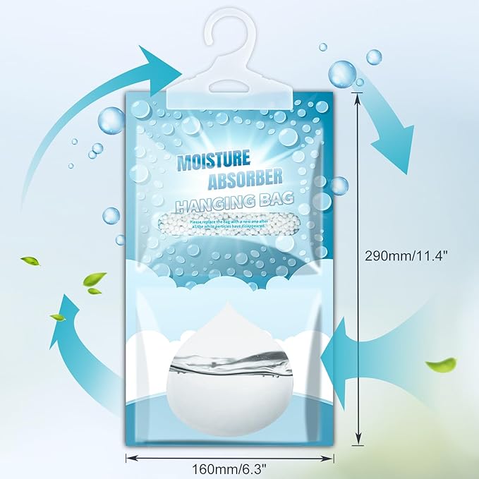 Corodo Moisture Absorbers Packets - Hanging Moisture Absorbers Dehumidifier Bags for Closet Bathroom Kitchen, Fragrance Free Humidity Absorber Packs, Removes Moisture & Odors, 12 Pack