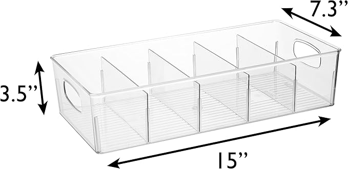 ClearSpace Plastic Pantry Organization and Storage Bins with Removable Dividers – Perfect Kitchen Organization or Kitchen Storage – Refrigerator Organizer Bins, Cabinet Organizers (4 Pack XL)