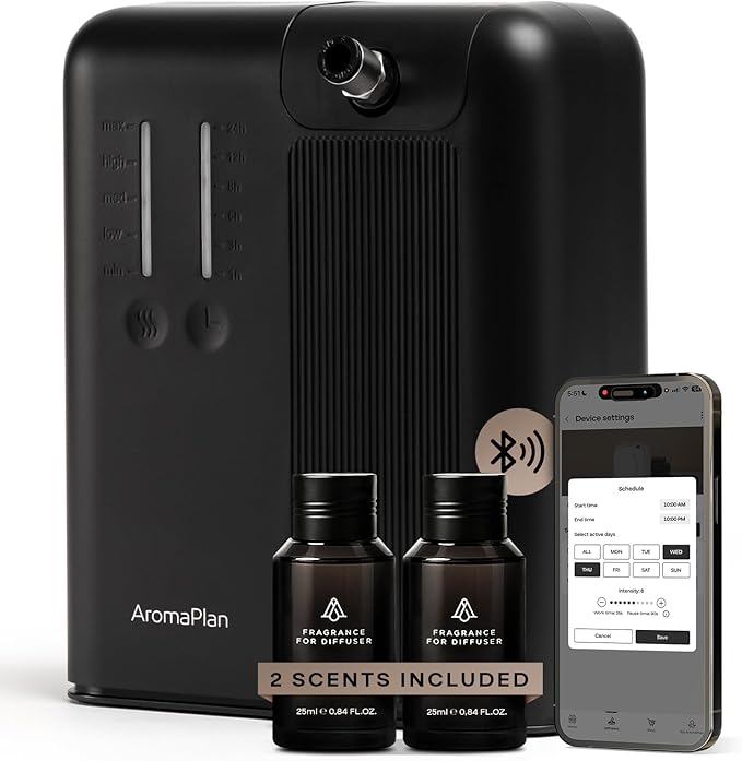 AromaPlan 5 Star Collection Cold Air Scent Diffuser, Whole House (2 Scents Included)- Waterless Smart Aroma, Scent &Time Adjust., App Control, HVAC | Home, Commercial, Hotel | Large Room, 2,000 sq.ft