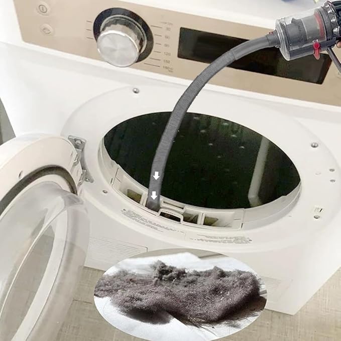 2 Pieces Dryer Vent Cleaner Kit, Dryer Vent Cleaning Kit for Safevent Pro, Dryer Lint Vacuum Attachment and Flexible Dryer Lint Brush, Universal Vacuum Adapter for Dryer Vents (Gray)