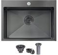 VCCUCINE 22x18 Inch Gunmetal Black Drop in Kitchen Sink,16 Gauge Topmount RV Small Kitchen Bar Sink,Stainless Steel Wet Bar Sink,Outdoor Single Bowl,Laundry Prep Sink