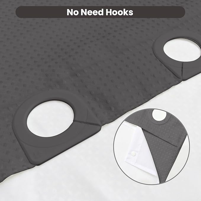 Inhousolu No Hook Waffle Weave Shower Curtain with Removable Snap in Fabric Liner Set for Bathroom, 230 GSM Heavy Duty Weighted Hem, Water Repellent Washable Bath Curtains, 72 x 78 Inch, Graphite Grey