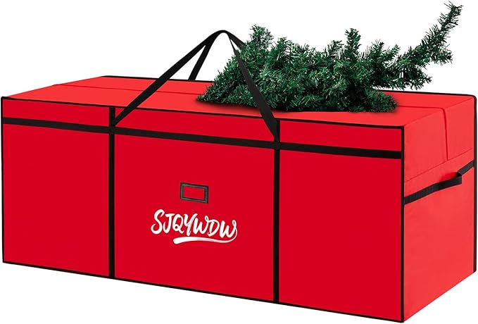 Small Christmas Tree Storage Bag 4Ft/5Ft Heavy Duty Reusable 600D Oxford Fabric Moistureproof Dustproof Christmas Tree Bag for Short Artificial Christmas Tree(39" X 12" X 24", Red)